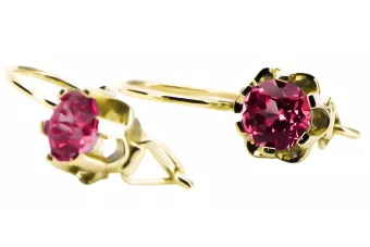 Ohrringe Vintage Schmuck Rubinrot 14 Karat Gelbgold vec019y